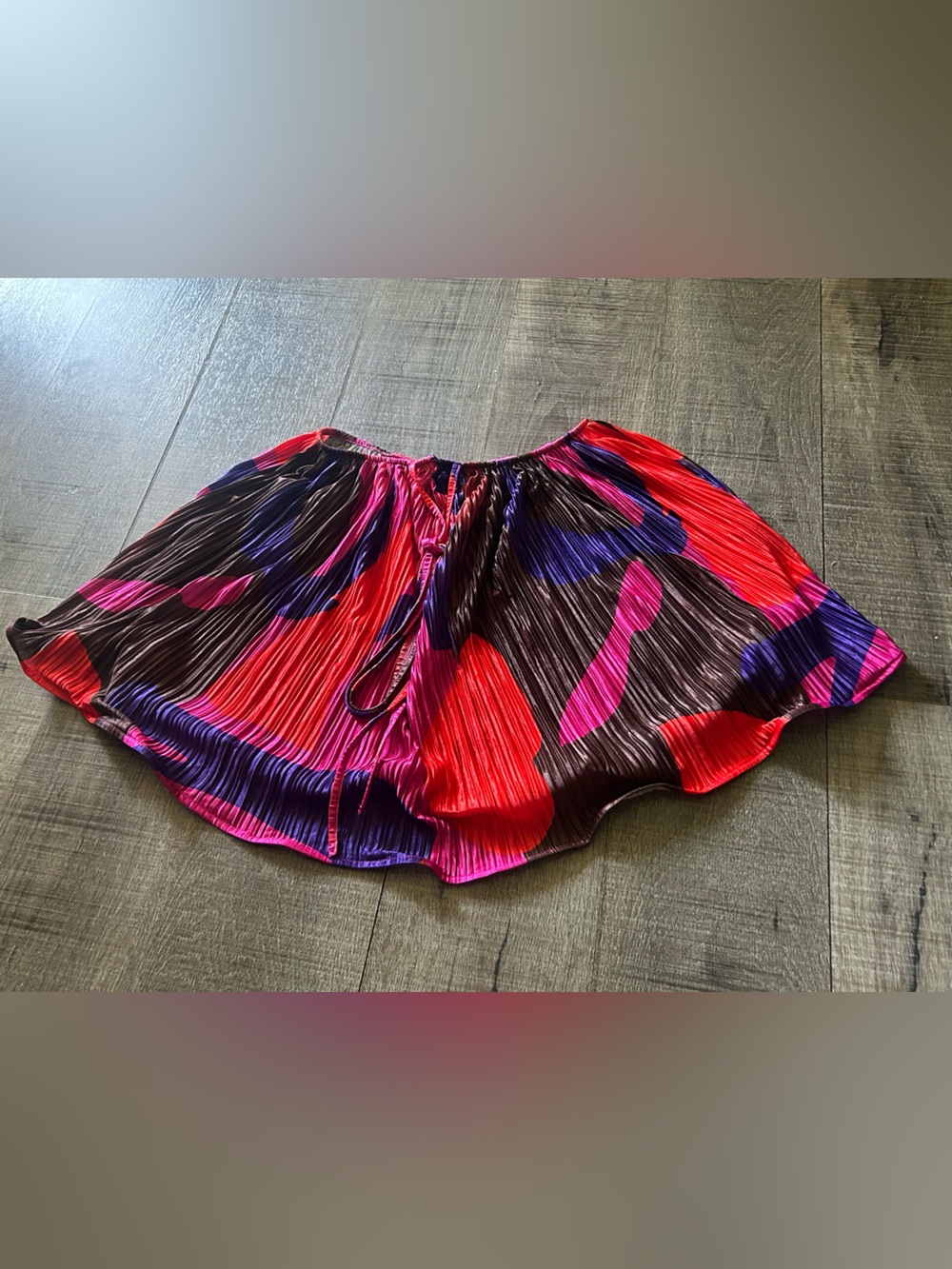 Vibrant Pleated Midi Skirt - Red, Purple, Black